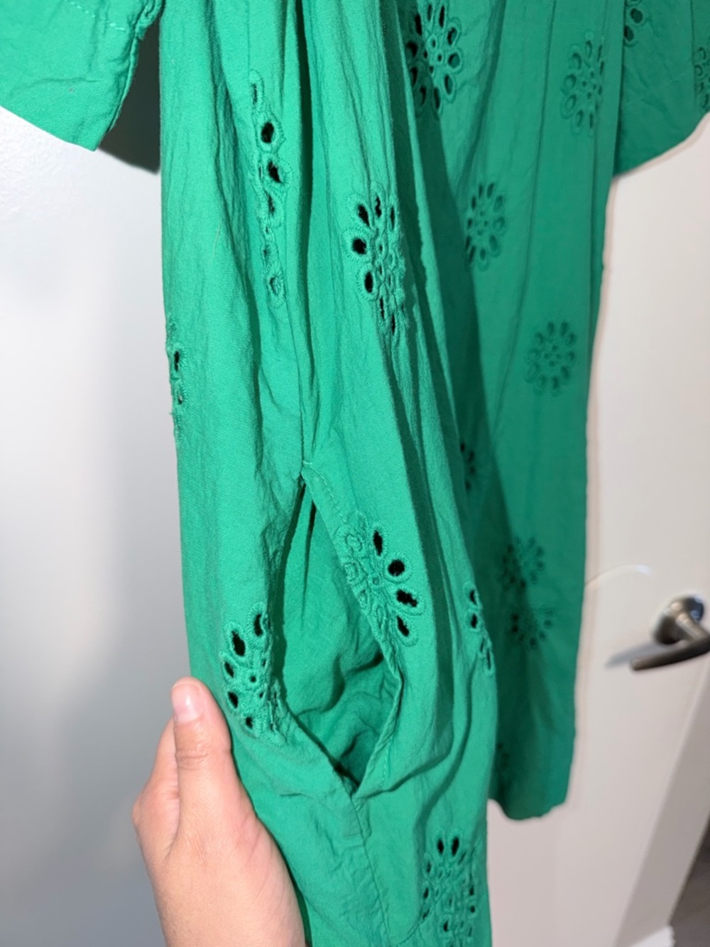 Free Assembly Green Eyelet Dress with pockets(medium) - Picture 4 of 7